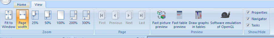 Report Ribbon In Hyperview Components of Engineering Report workspace